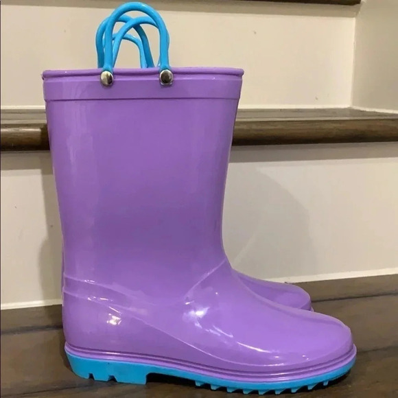 Purple Rubber Rain Boots - Picture 1 of 5